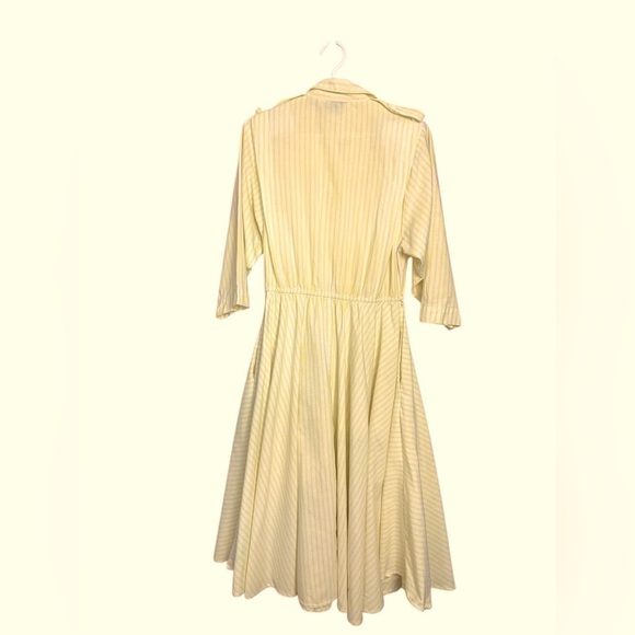 McNally Vintage Summer Fit & Flare Dress, White w Yellow Stripes - Picture 4 of 14